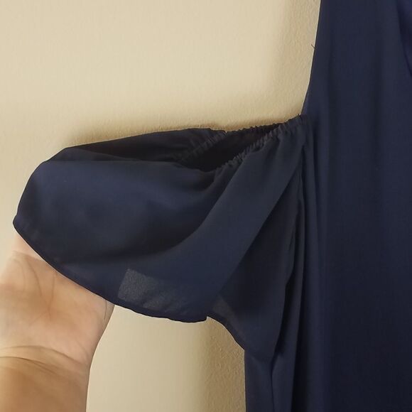 Show Me Your Mumu Navy Birdie Ruffle Cold Shoulder Dress - Picture 4 of 7